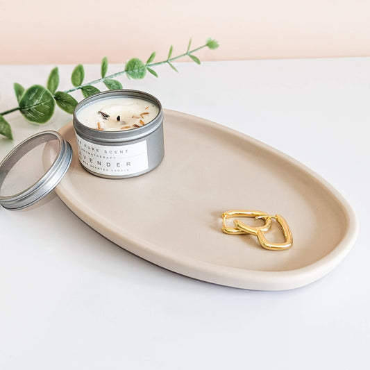 Jesmonite Oval Tray — Soft Beige