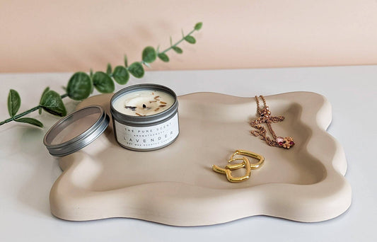 Jesmonite Wavy Tray — Soft Beige