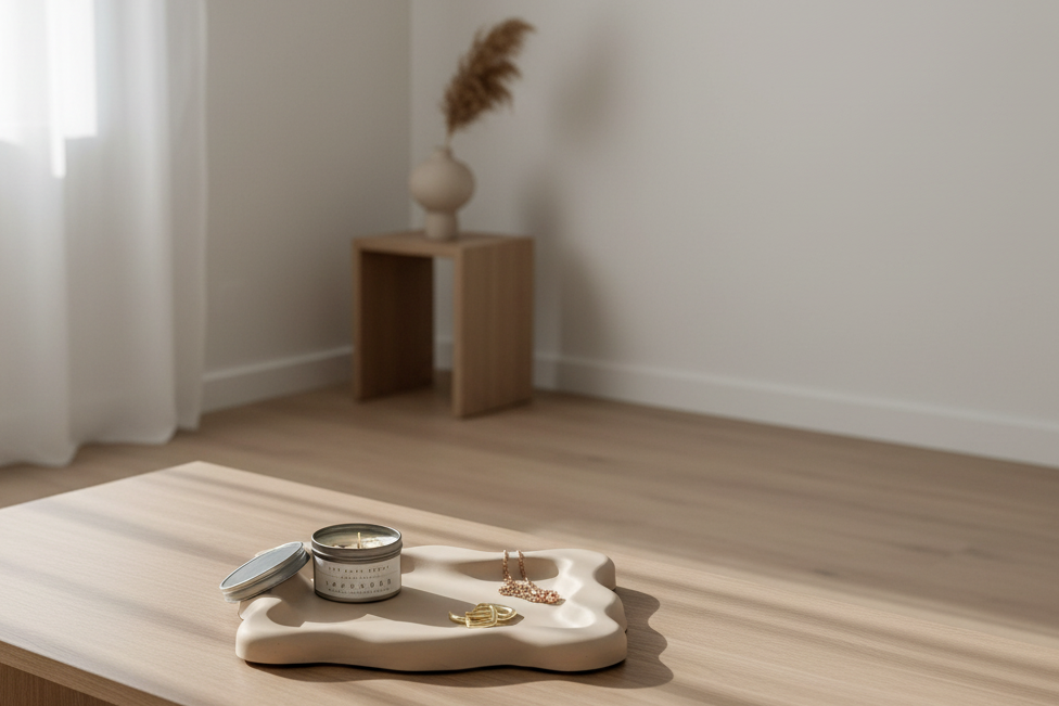 Jesmonite Wavy Tray — Soft Beige