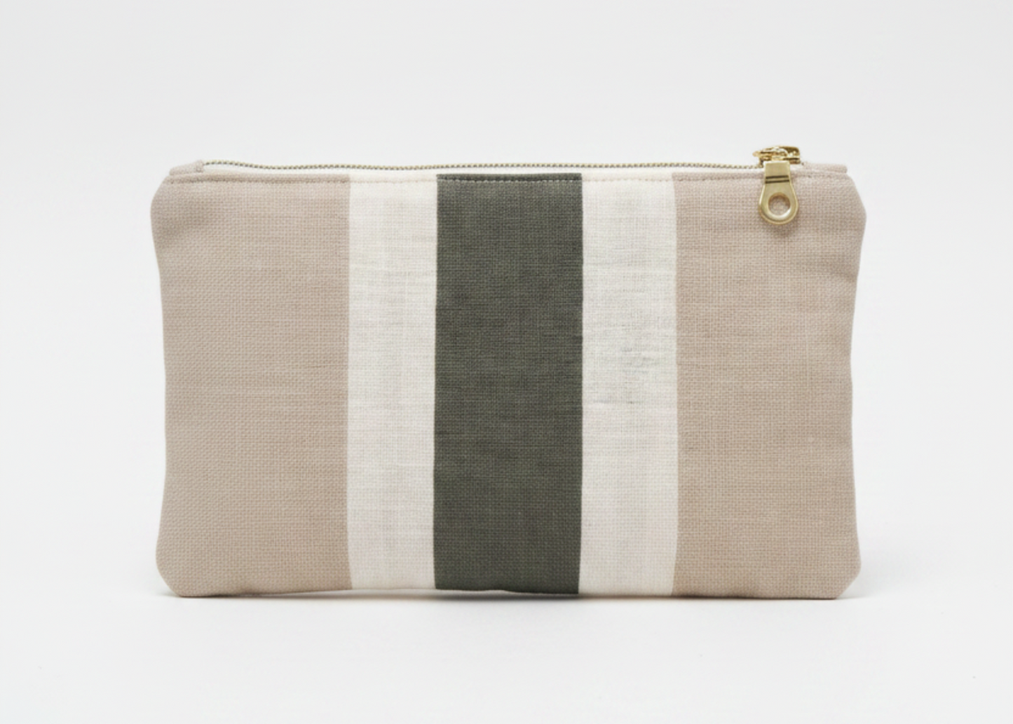 Atelier Magnolia Linen Pouch — Sage Stripe