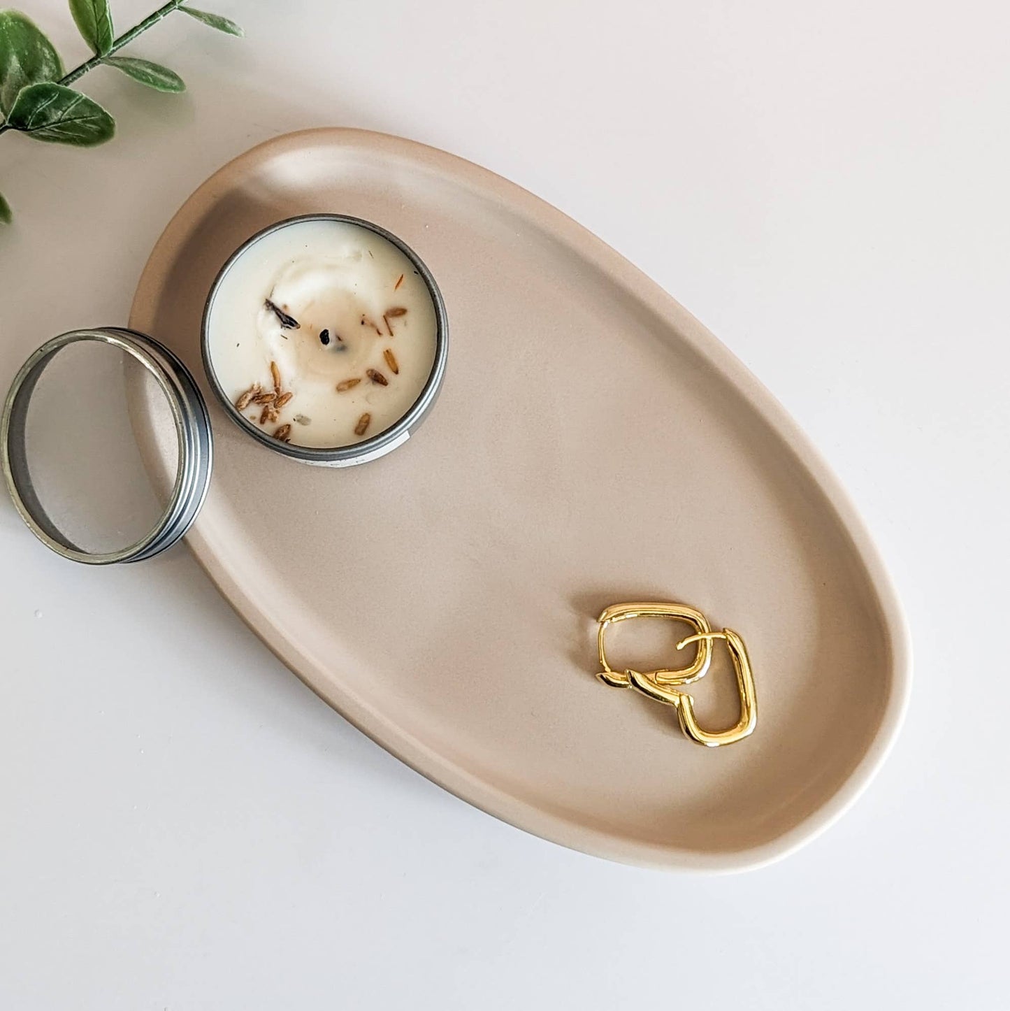 Jesmonite Oval Tray — Soft Beige