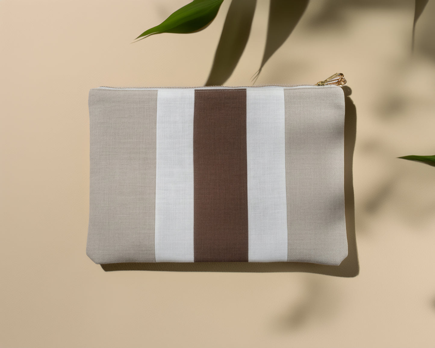 Atelier Magnolia Linen Pouch — Hazelnut Stripe