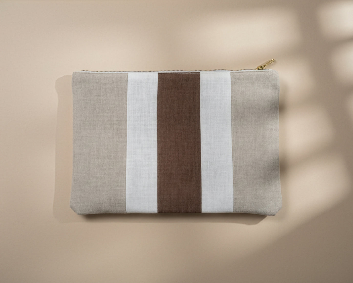 Atelier Magnolia Linen Pouch — Hazelnut Stripe