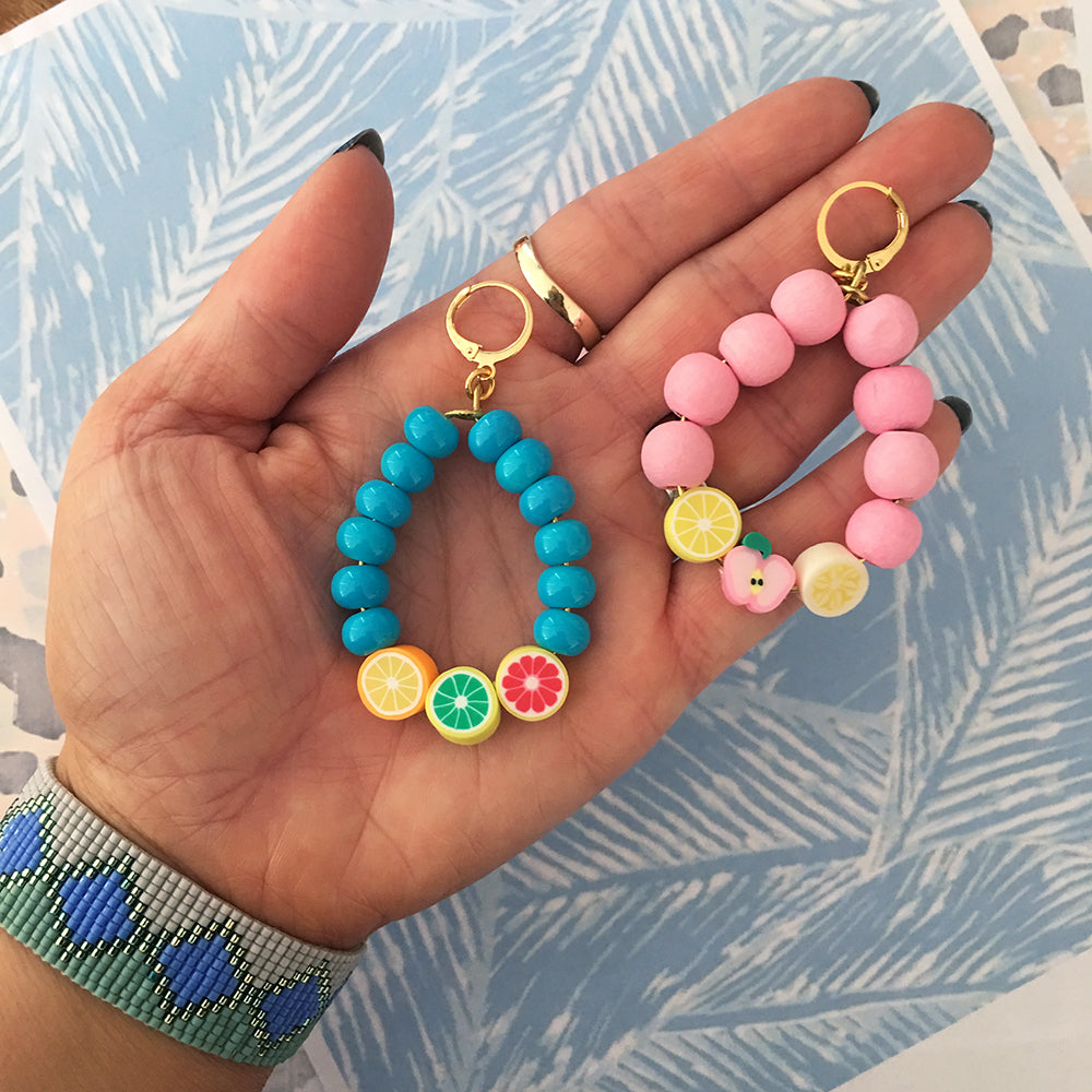 Juicy Fruit Earrings - Turquoise / Pink