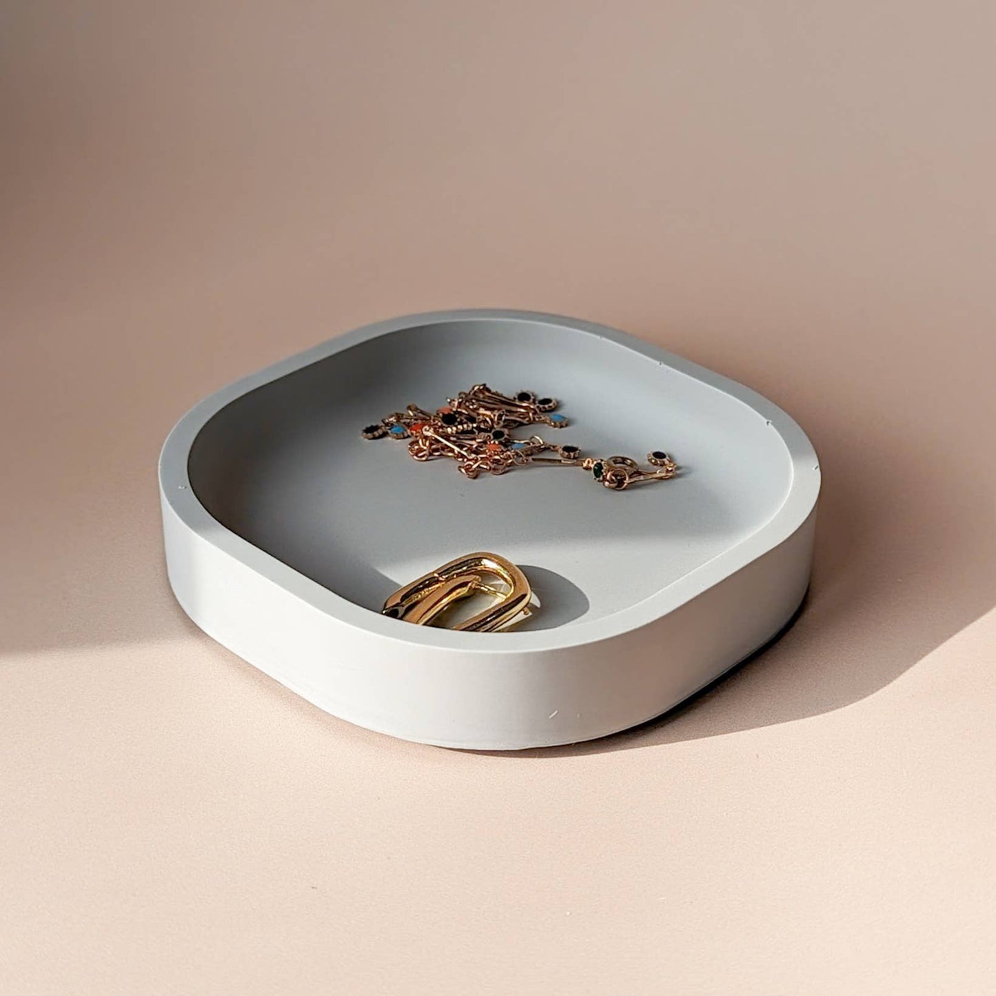 Square Jesmonite Tray — Soft Grey Dish