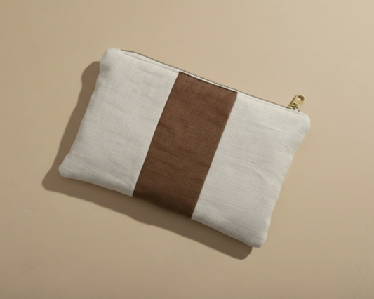 Atelier Magnolia Camellia Linen Pouch — Hazelnut