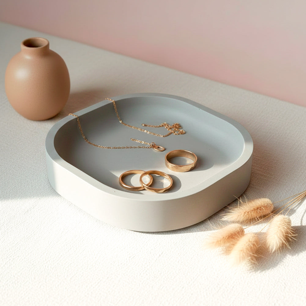 Square Jesmonite Tray — Soft Grey Dish